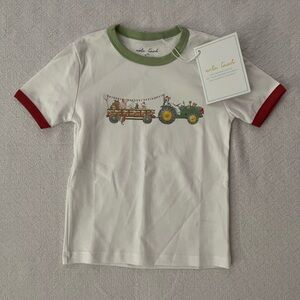 Nola Tawk Moo-y Christmas Red, Green, and White Farm Short Sleeve Top